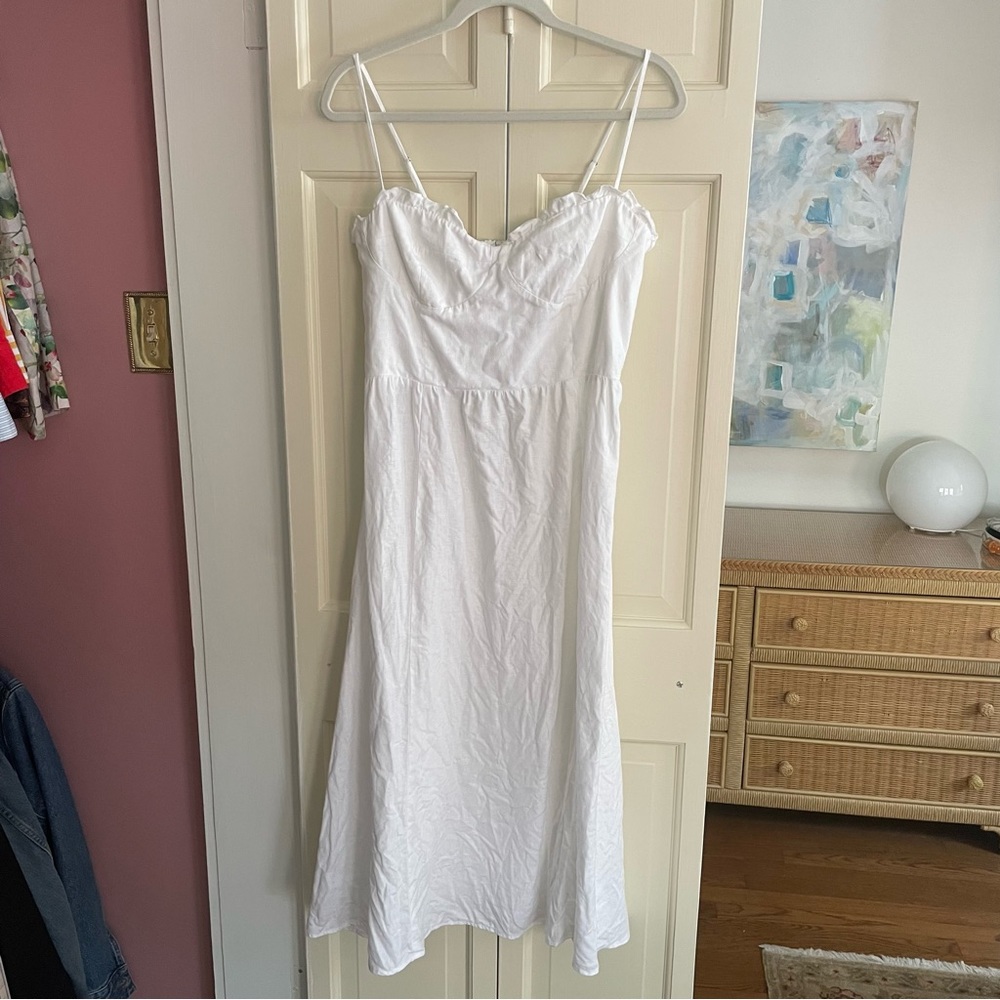 Reformation white linen midi dress